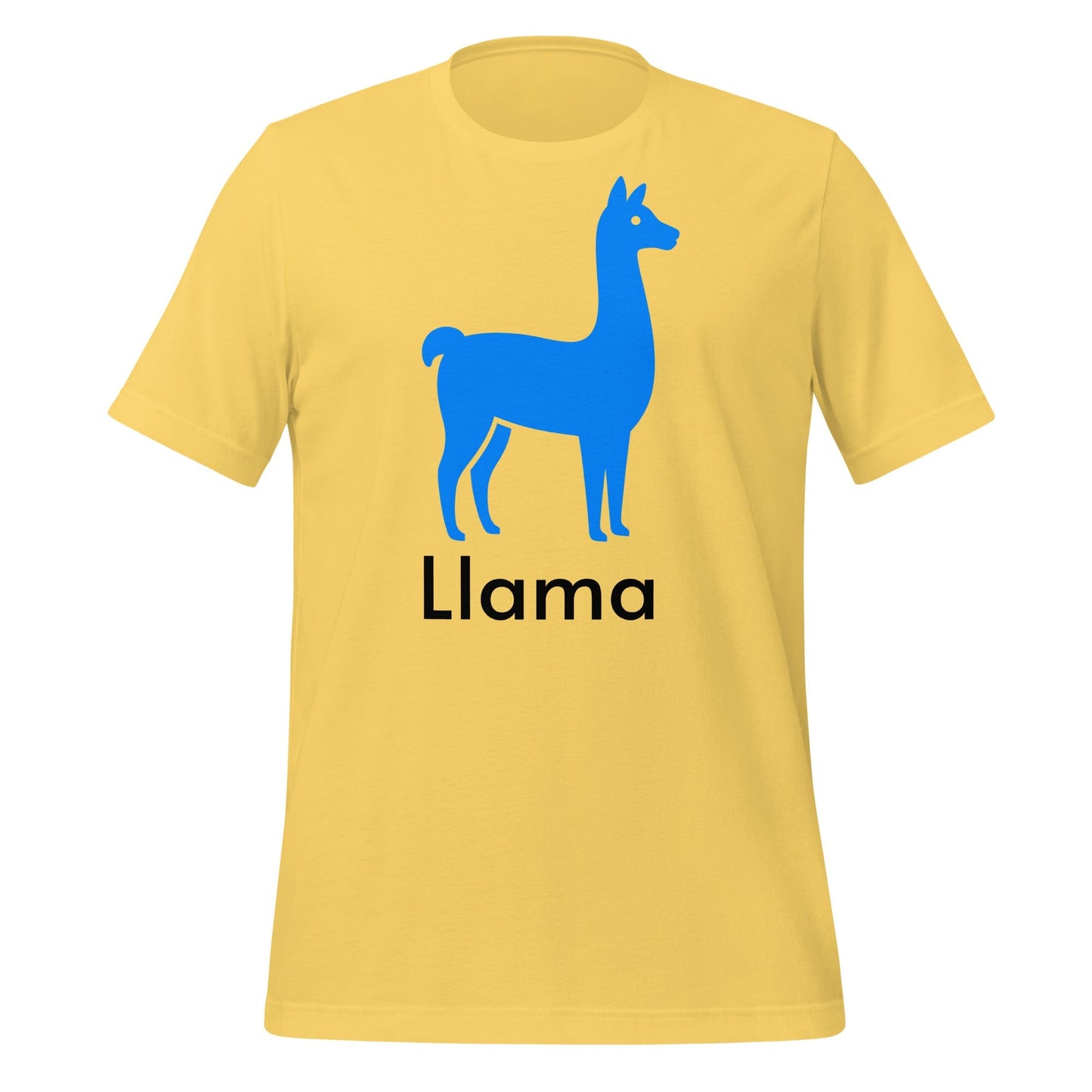 Product mockup photo of the Llama T Shirt 2 (unisex) Yellow / M.