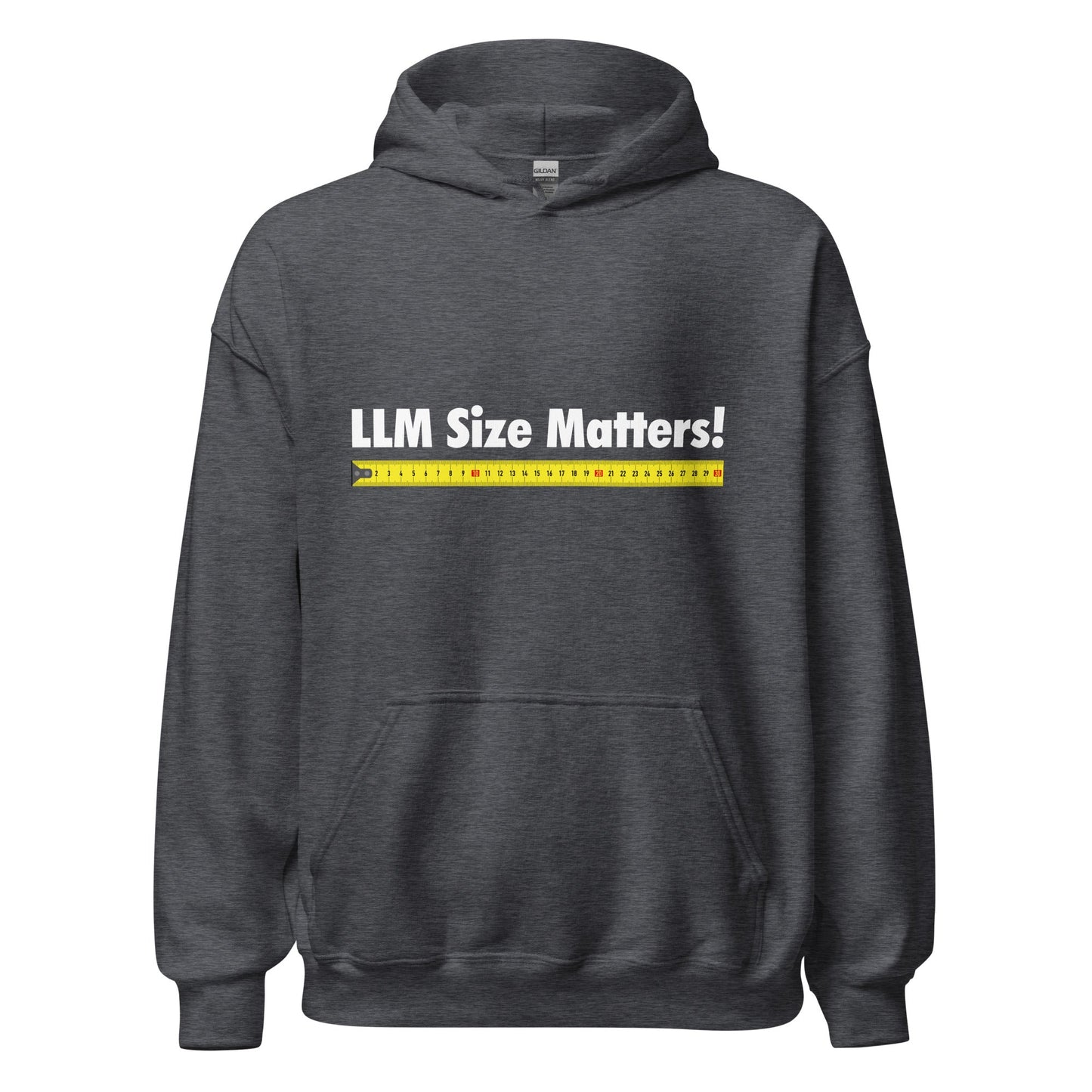 Image of the LLM Size Matters! Hoodie (unisex) Dark Heather / M.