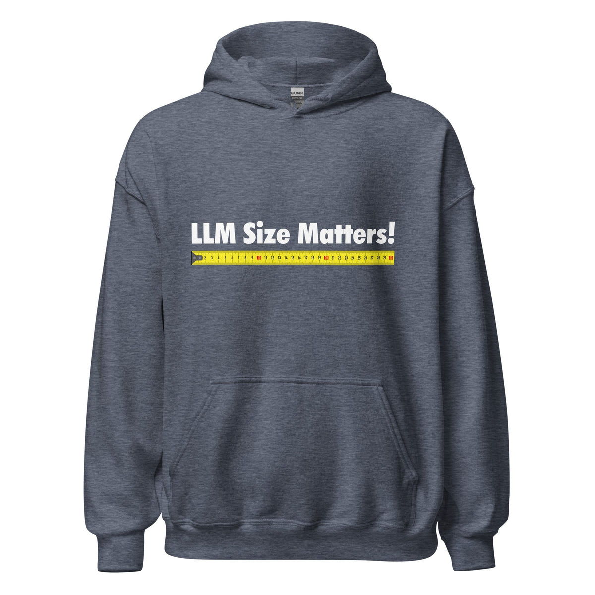 Image of the LLM Size Matters! Hoodie (unisex) Heather Sport Dark Navy / M.
