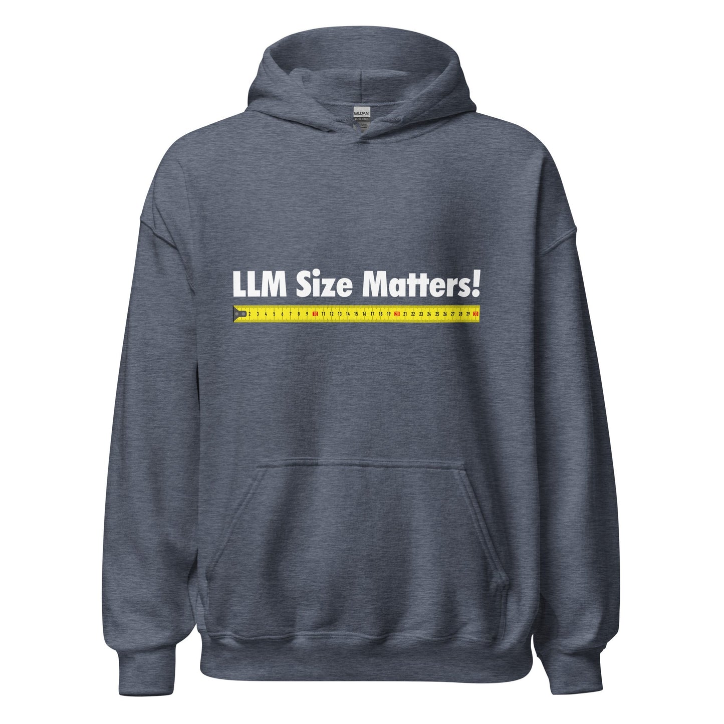 Image of the LLM Size Matters! Hoodie (unisex) Heather Sport Dark Navy / M.