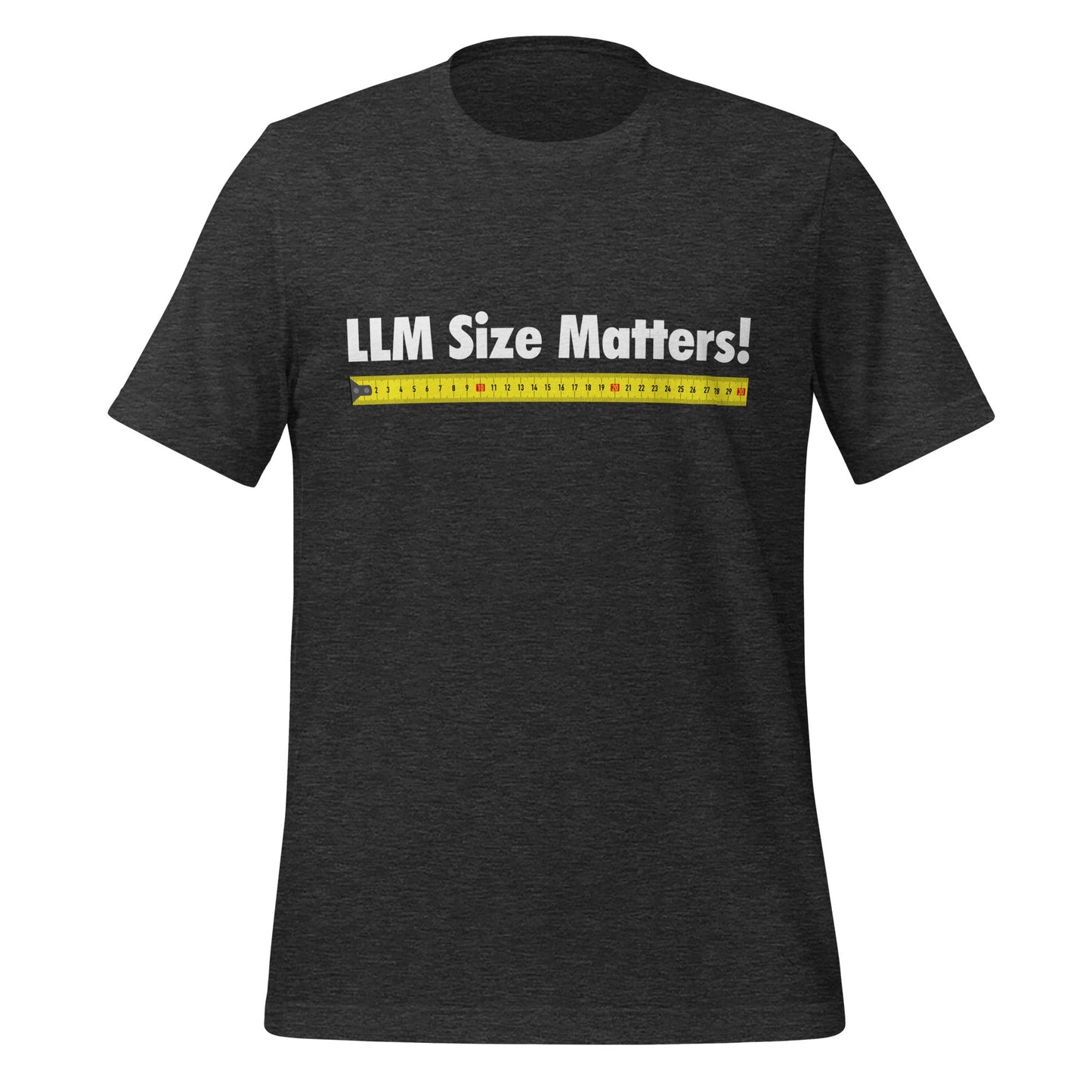Image of the LLM Size Matters! T-Shirt (unisex) Dark Grey Heather / M.