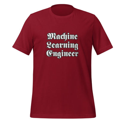 Product mockup photo of the Machine Learning Engineer Gothic T Shirt (unisex) Cardinal / M.