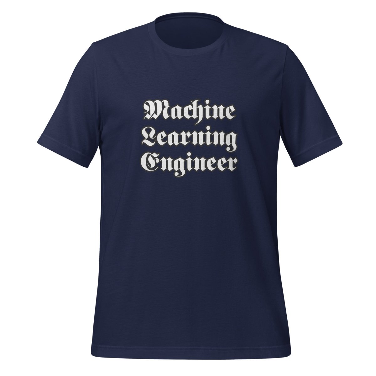Product mockup photo of the Machine Learning Engineer Gothic T Shirt (unisex) Navy / M.