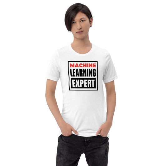 Product mockup photo of the Machine Learning Expert Vision T Shirt (unisex).