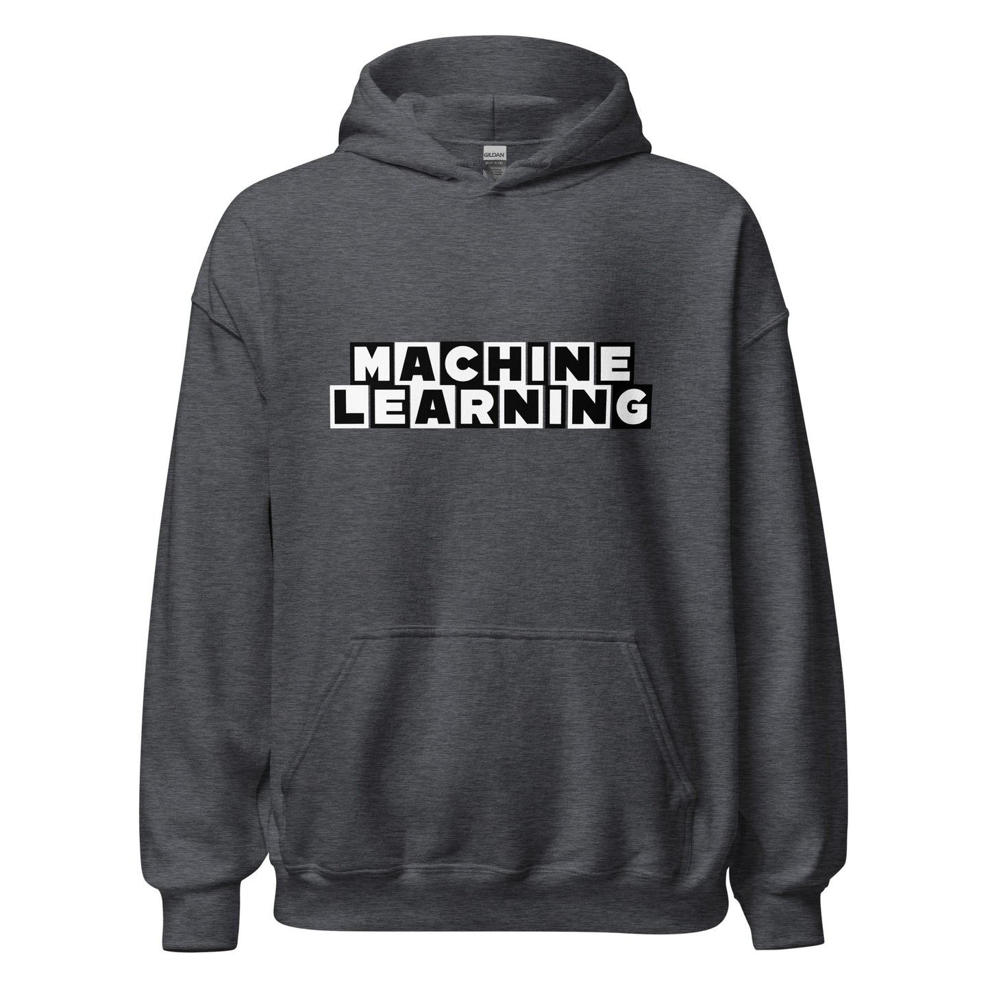 Product mockup photo of the MACHINE LEARNING Network Hoodie (unisex) Dark Heather / M.