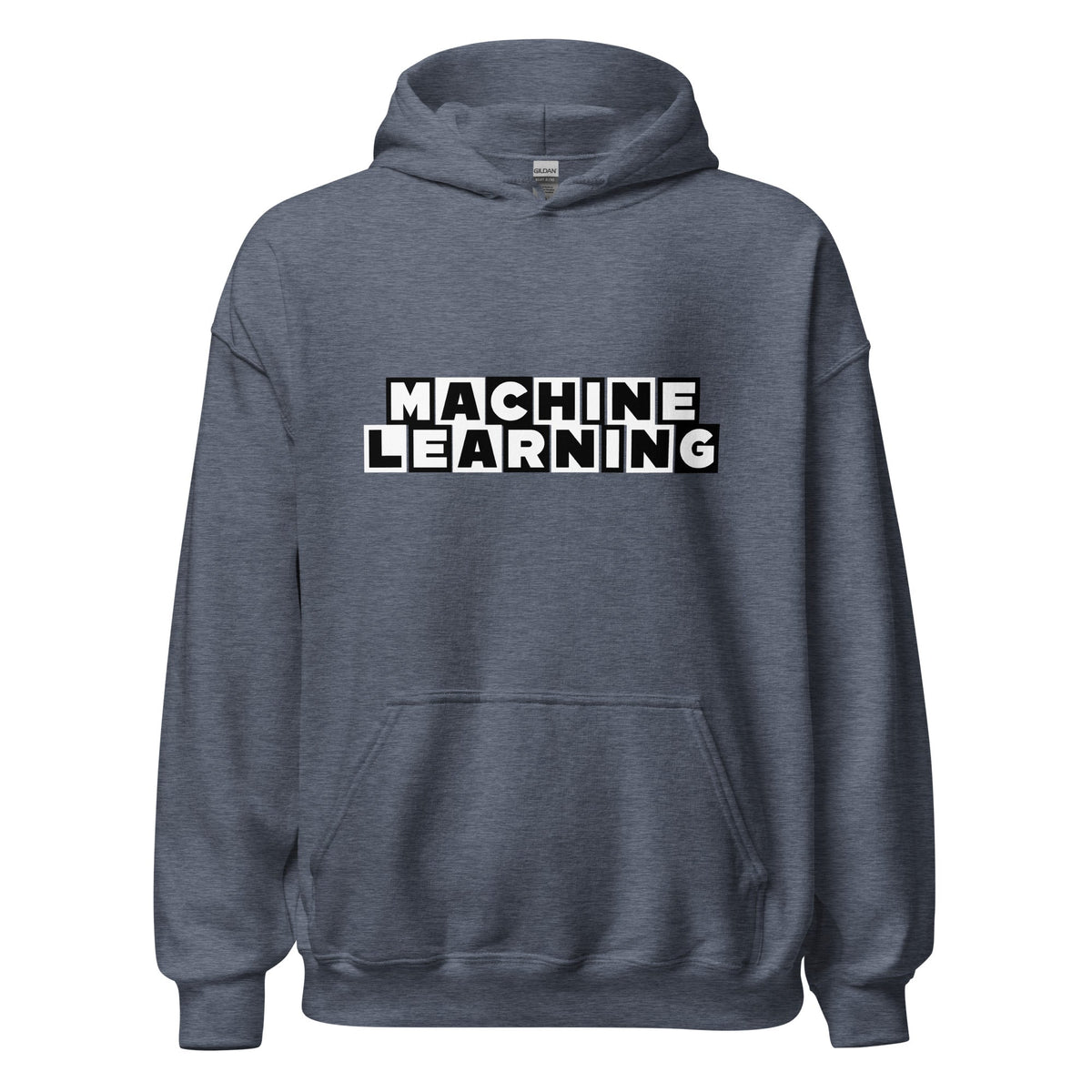 Product mockup photo of the MACHINE LEARNING Network Hoodie (unisex) Heather Sport Dark Navy / M.