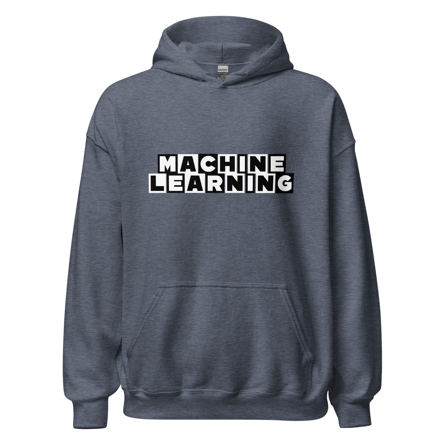 Product mockup photo of the MACHINE LEARNING Network Hoodie (unisex) Heather Sport Dark Navy / M.