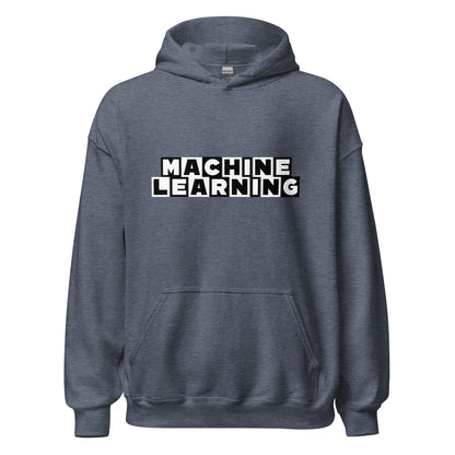 Product mockup photo of the MACHINE LEARNING Network Hoodie (unisex) Heather Sport Dark Navy / M.