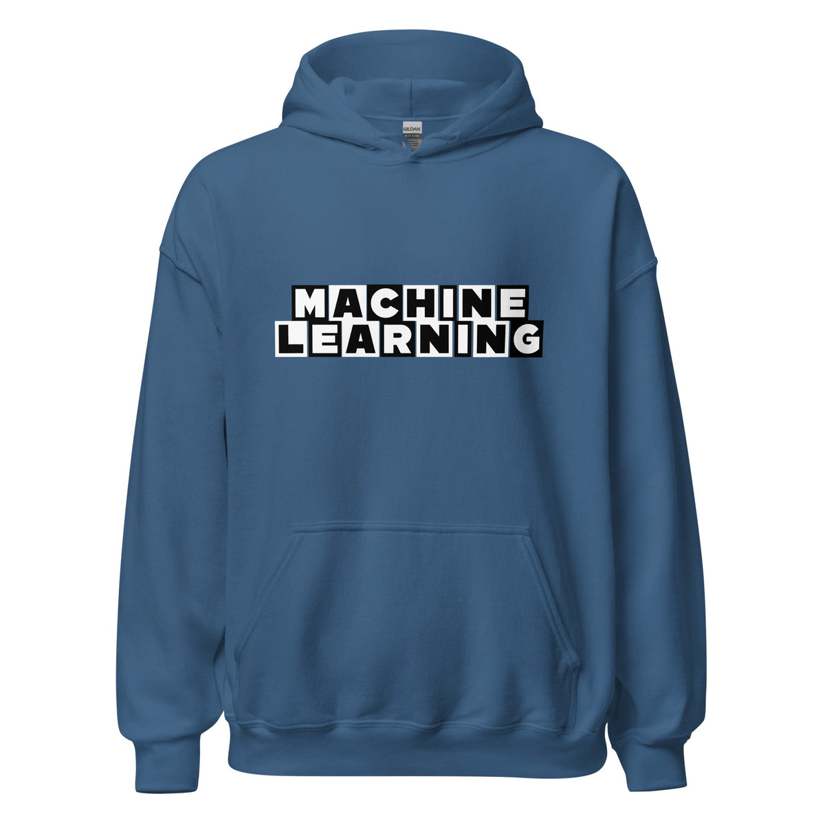 Product mockup photo of the MACHINE LEARNING Network Hoodie (unisex) Indigo Blue / M.