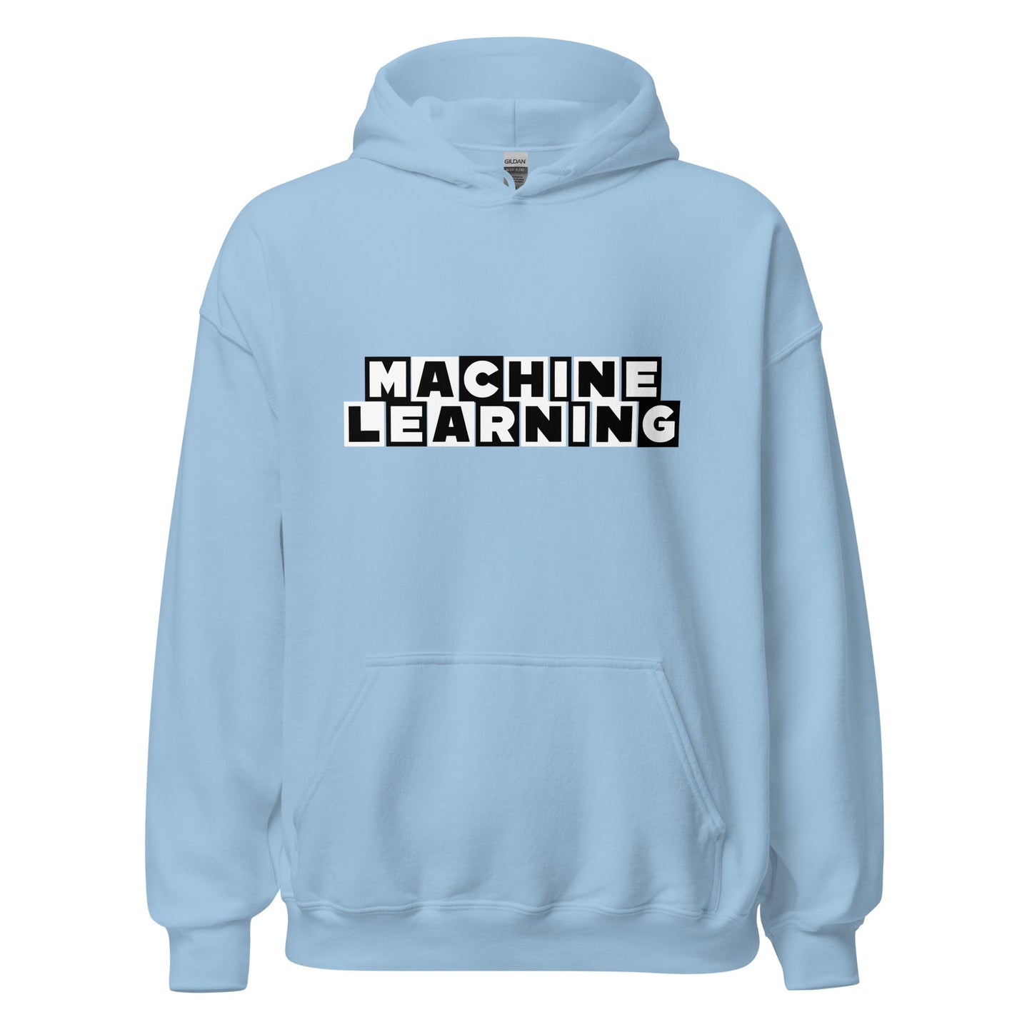 Product mockup photo of the MACHINE LEARNING Network Hoodie (unisex) Light Blue / M.