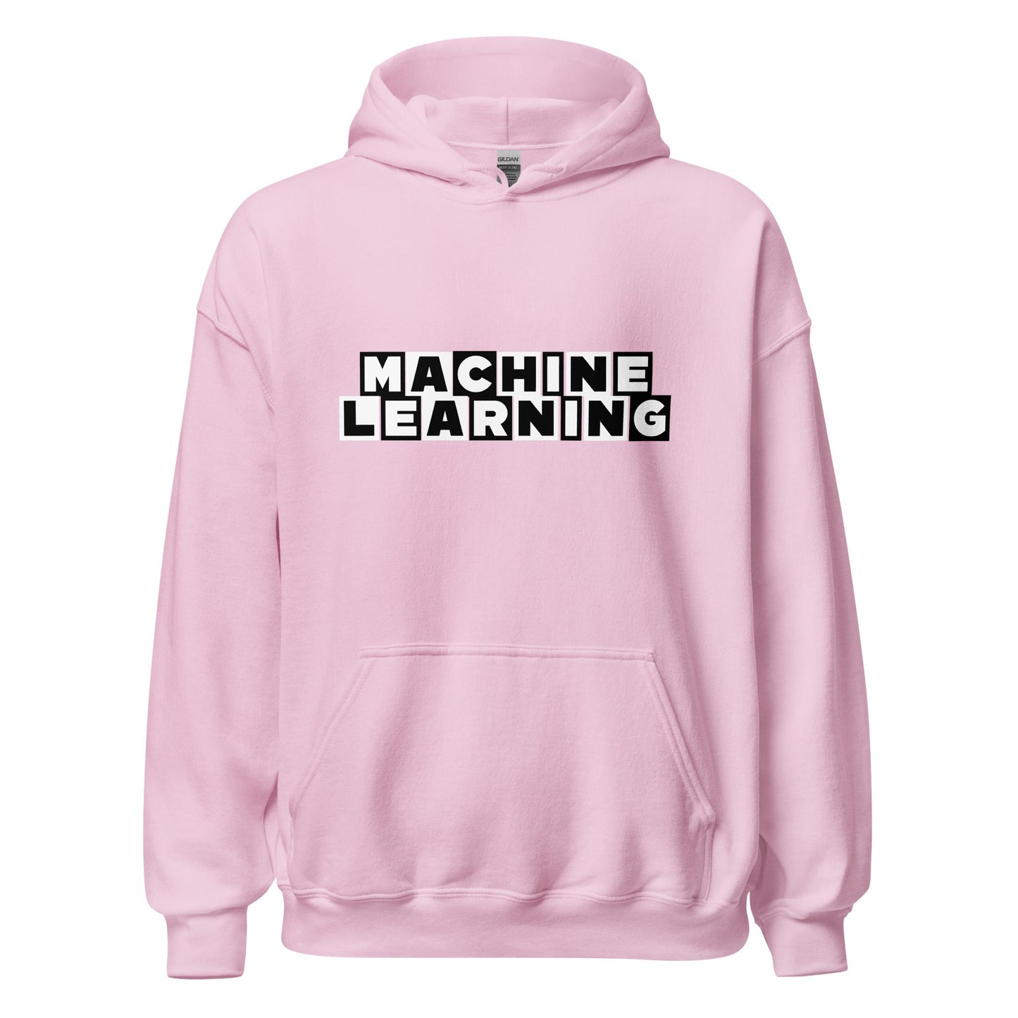Product mockup photo of the MACHINE LEARNING Network Hoodie (unisex) Light Pink / M.