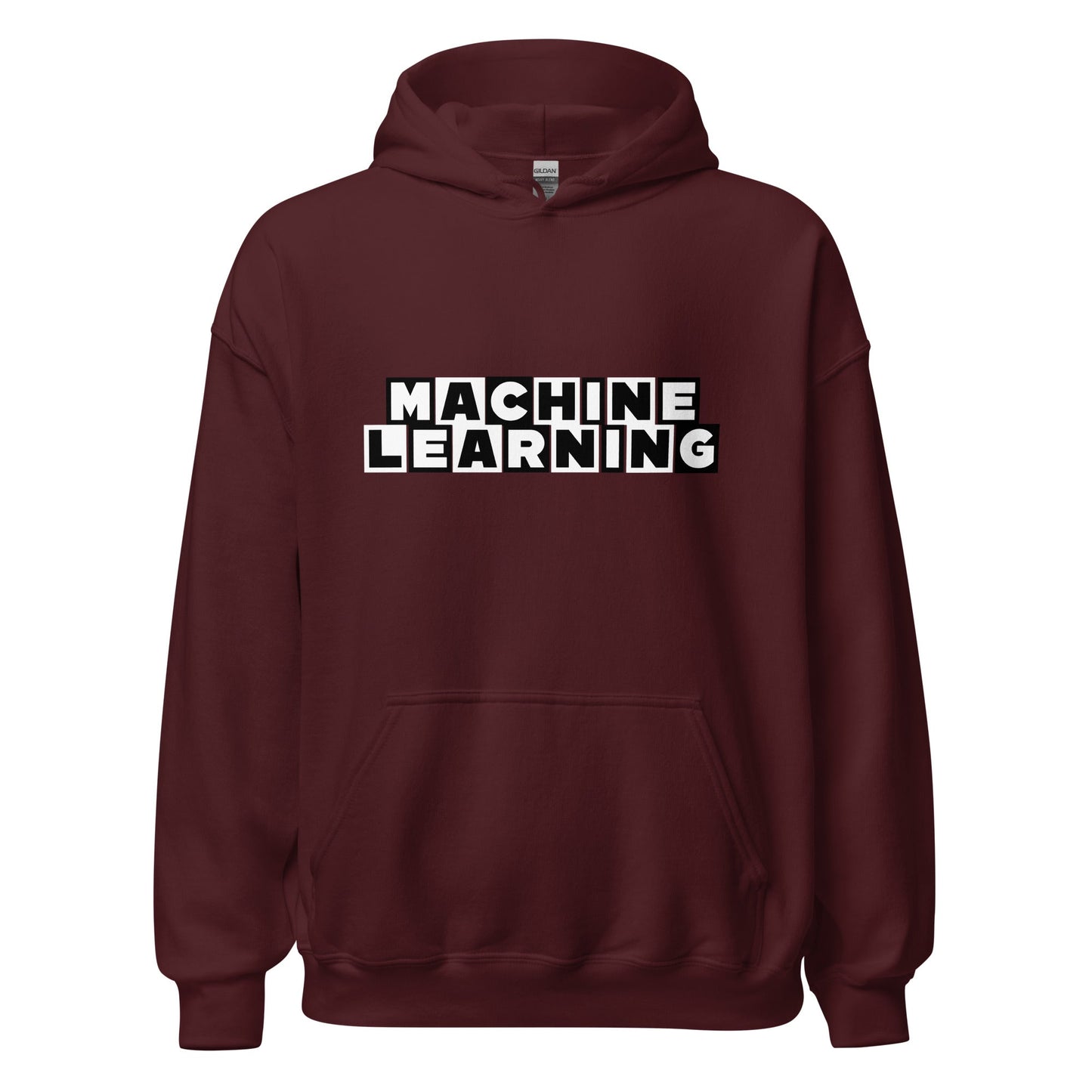 Product mockup photo of the MACHINE LEARNING Network Hoodie (unisex) Maroon / M.
