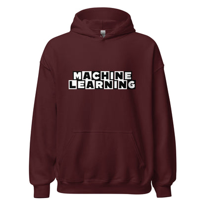 Product mockup photo of the MACHINE LEARNING Network Hoodie (unisex) Maroon / M.