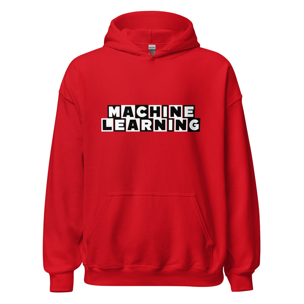 Product mockup photo of the MACHINE LEARNING Network Hoodie (unisex) Red / M.