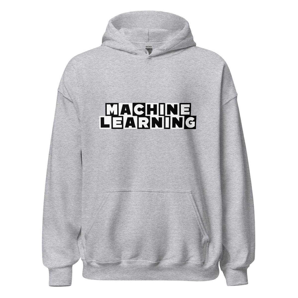 Product mockup photo of the MACHINE LEARNING Network Hoodie (unisex) Sport Grey / M.