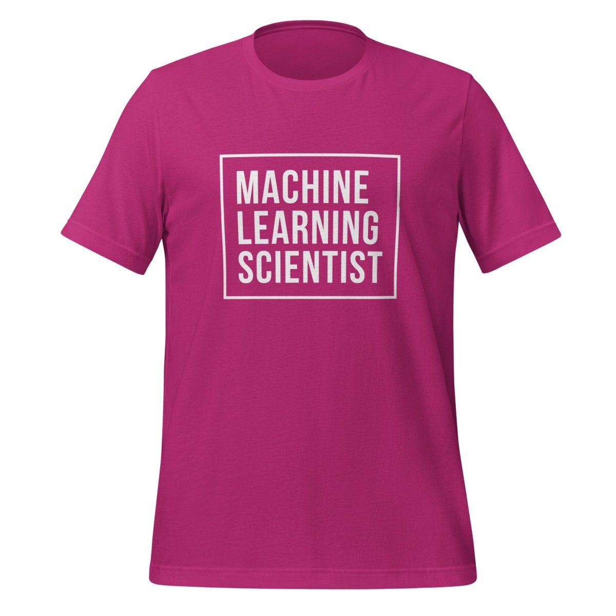 Product mockup photo of the Machine Learning Scientist T Shirt (unisex) Berry / M.