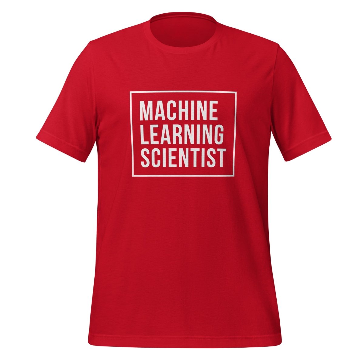 Product mockup photo of the Machine Learning Scientist T Shirt (unisex) Red / M.