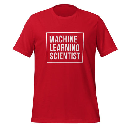 Product mockup photo of the Machine Learning Scientist T Shirt (unisex) Red / M.
