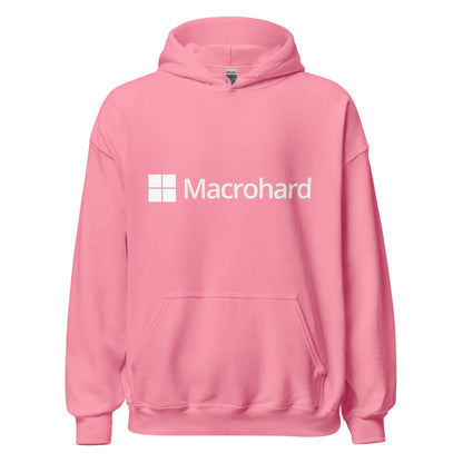 Product mockup photo of the Macrohard Hoodie (unisex) Azalea / M.