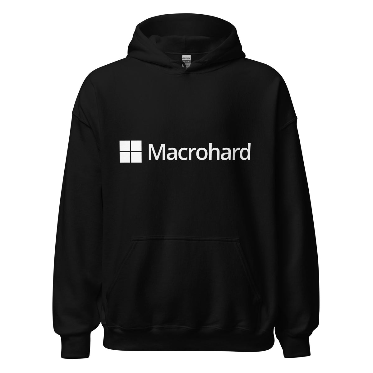 Product mockup photo of the Macrohard Hoodie (unisex) Black / M.