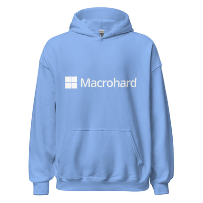 Product mockup photo of the Macrohard Hoodie (unisex) Carolina Blue / M.