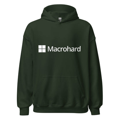 Product mockup photo of the Macrohard Hoodie (unisex) Forest Green / M.