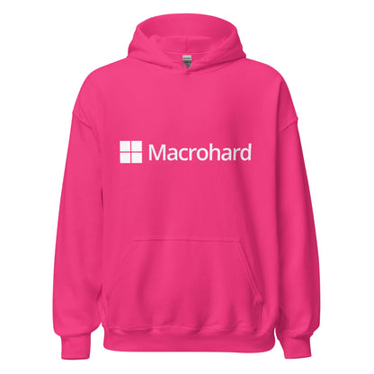 Product mockup photo of the Macrohard Hoodie (unisex) Heliconia / M.