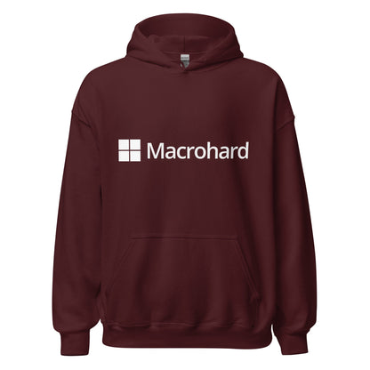 Product mockup photo of the Macrohard Hoodie (unisex) Maroon / M.