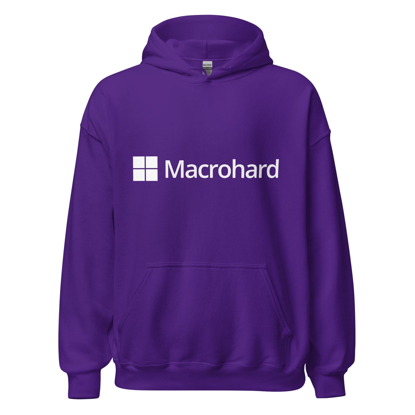 Product mockup photo of the Macrohard Hoodie (unisex) Purple / M.