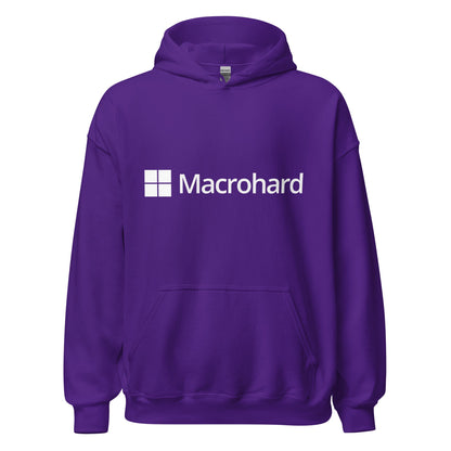 Product mockup photo of the Macrohard Hoodie (unisex) Purple / M.