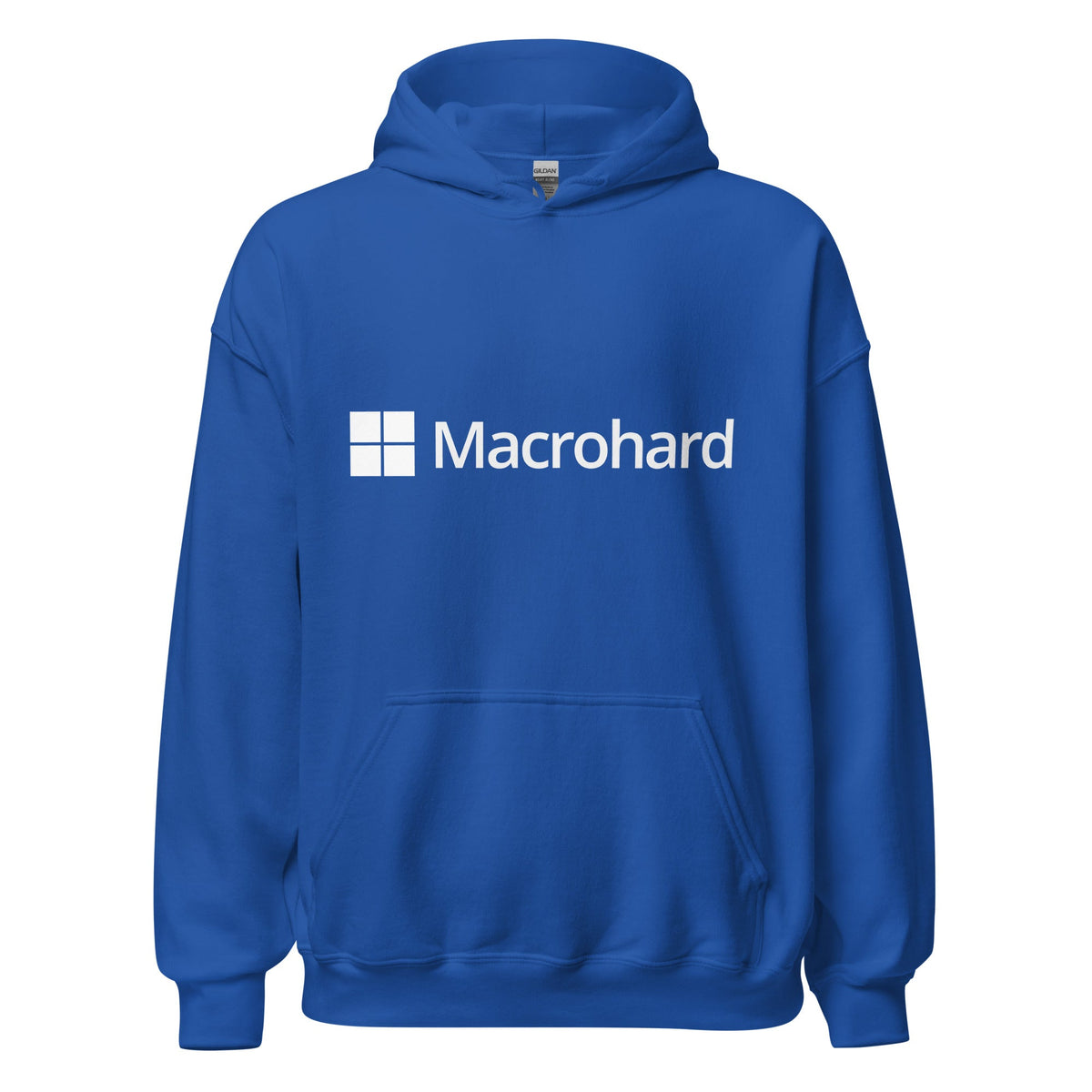 Product mockup photo of the Macrohard Hoodie (unisex) Royal / M.