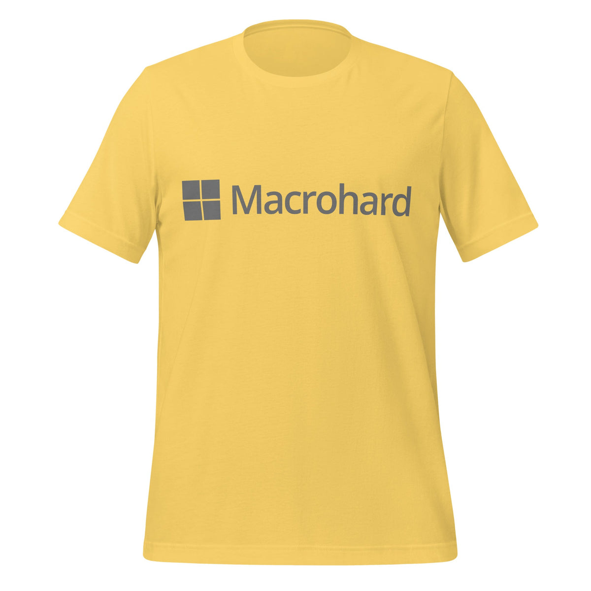 Product mockup photo of the Macrohard T Shirt (unisex) Yellow / M.