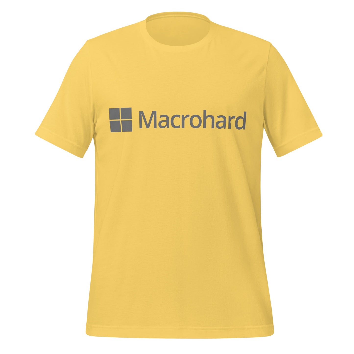 Product mockup photo of the Macrohard T Shirt (unisex) Yellow / M.
