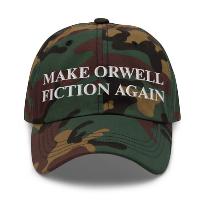 Image of the MAKE ORWELL FICTION AGAIN Cap Green Camo.