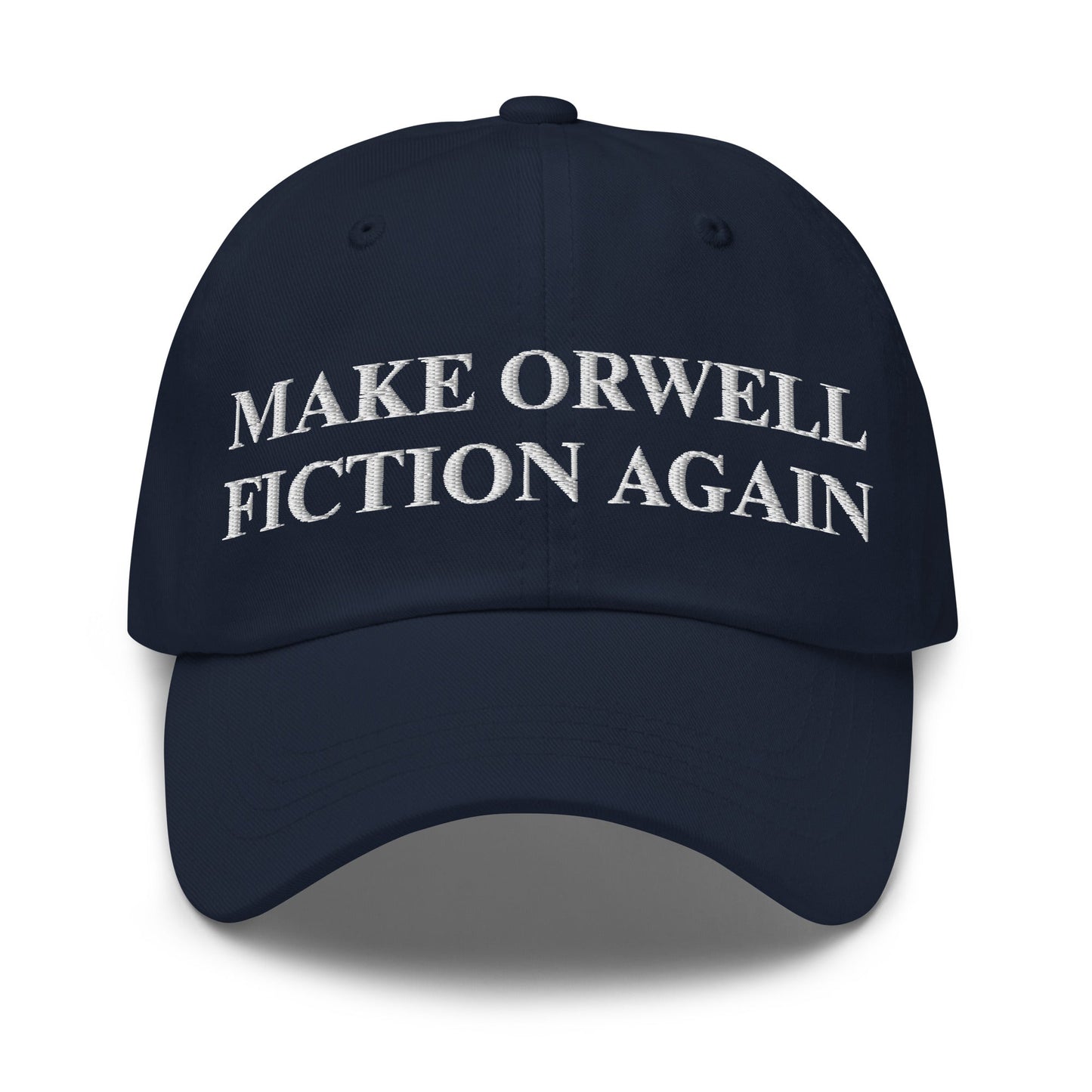 Image of the MAKE ORWELL FICTION AGAIN Cap Navy.