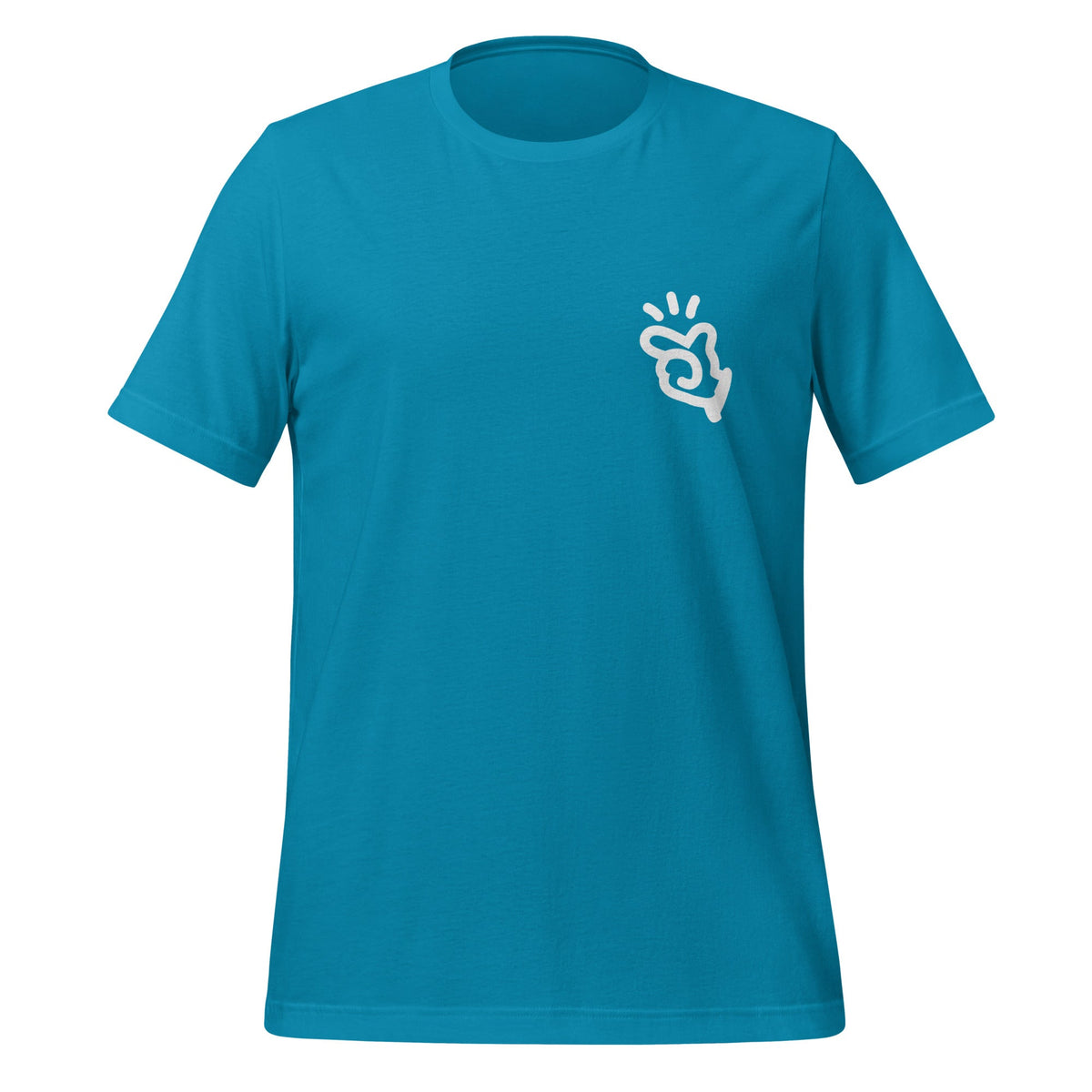 Product mockup photo of the Manus T Shirt 3 (unisex) Aqua / M.