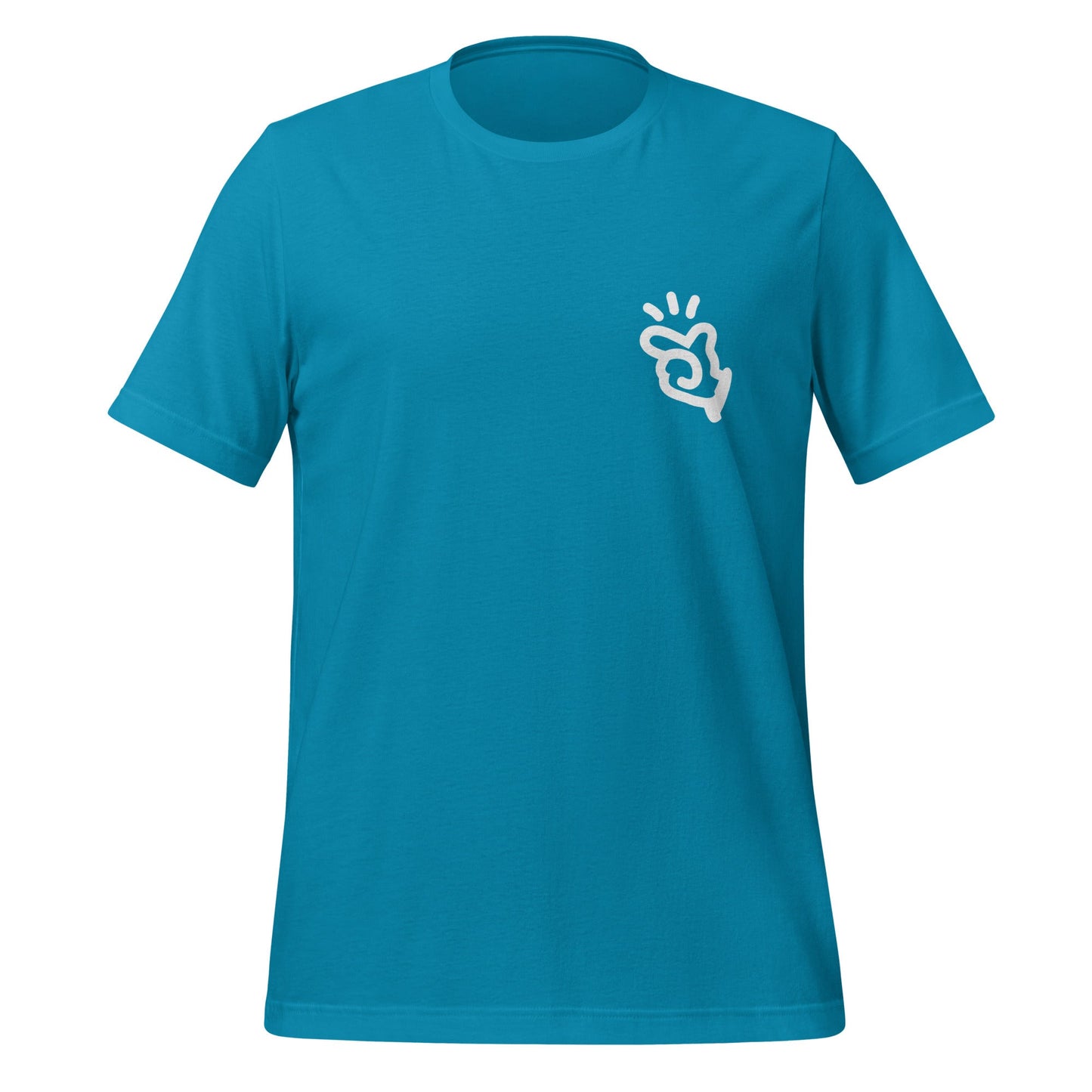 Product mockup photo of the Manus T Shirt 3 (unisex) Aqua / M.