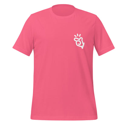 Product mockup photo of the Manus T Shirt 3 (unisex) Charity Pink / M.