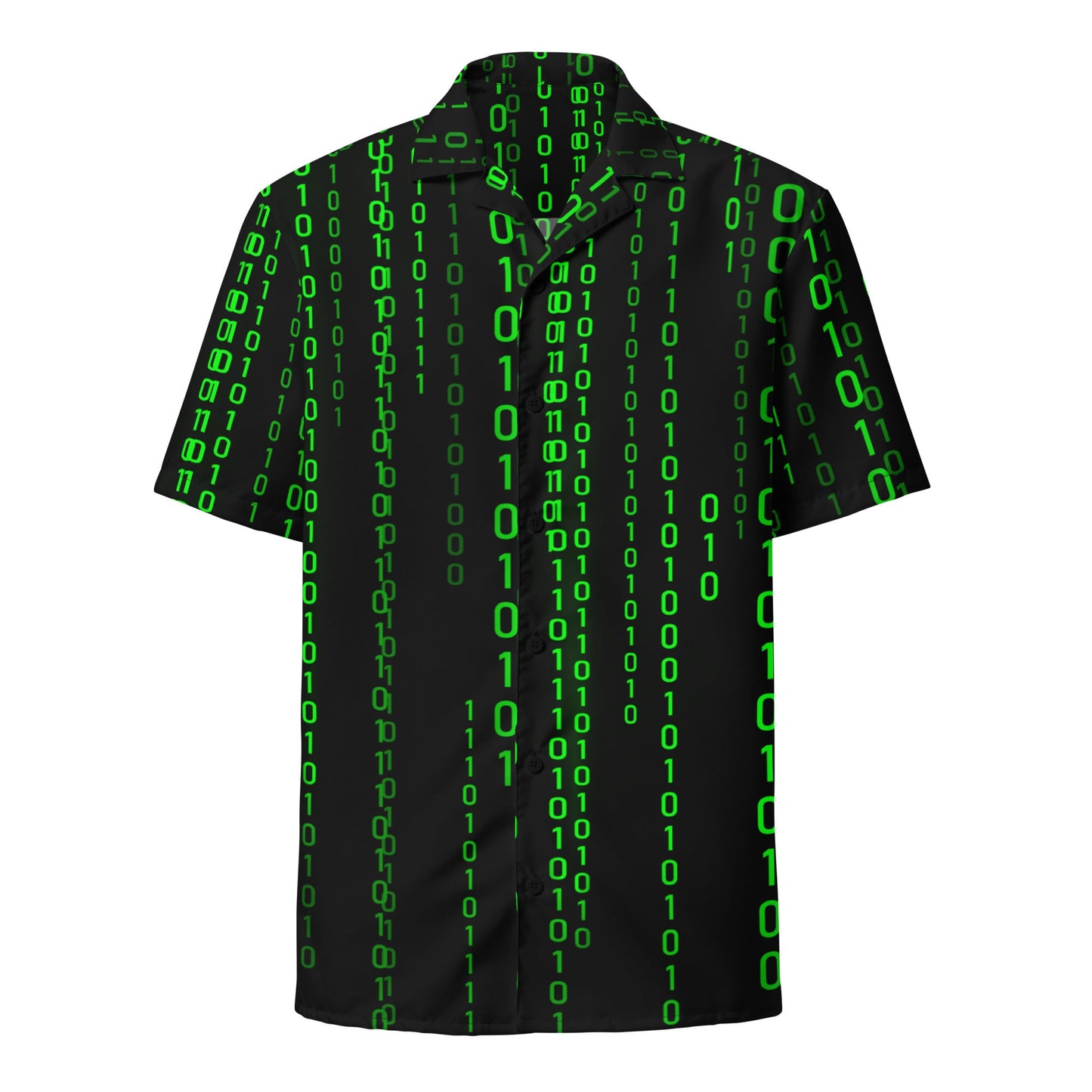 Image of the Matrix Falling Binary Button Shirt (unisex) M.