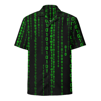 Image of the Matrix Falling Binary Button Shirt (unisex) M.