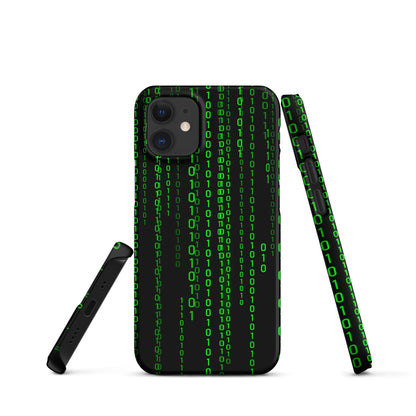 Image of the Matrix Falling Binary Snap Case for iPhone iPhone 12 Mini.
