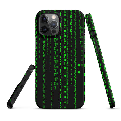 Image of the Matrix Falling Binary Snap Case for iPhone iPhone 12 Pro Max.
