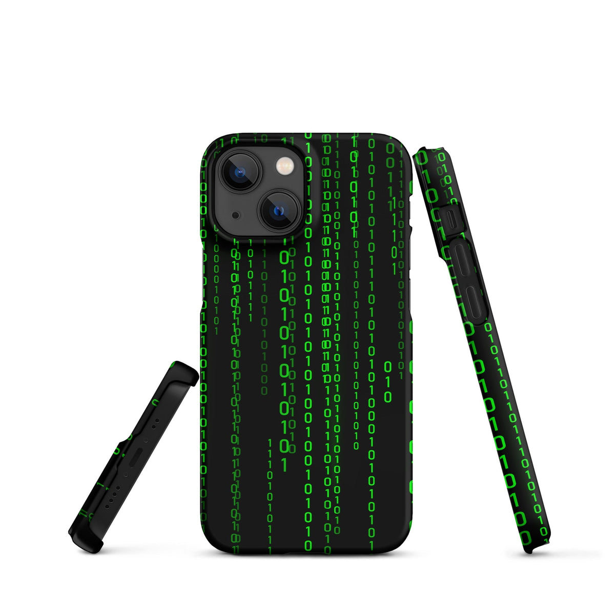 Image of the Matrix Falling Binary Snap Case for iPhone iPhone 13 Mini.
