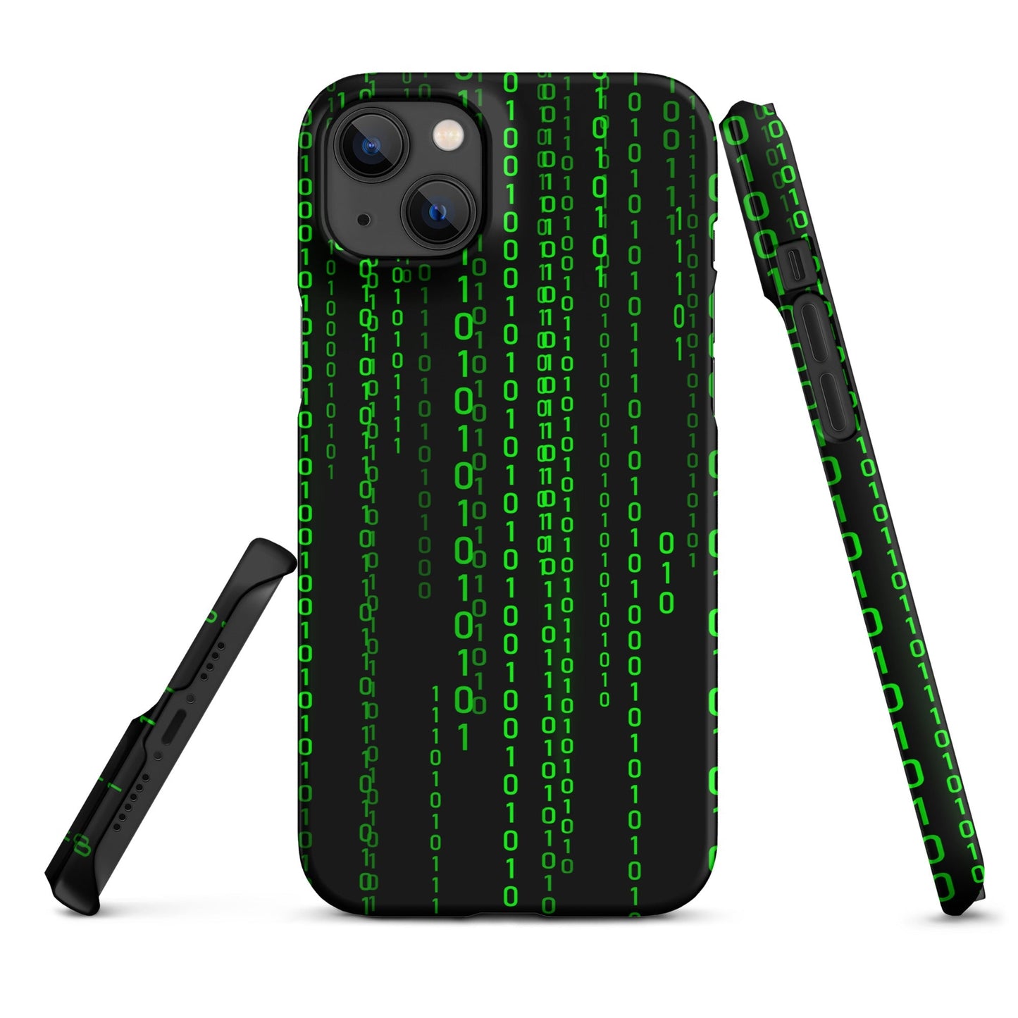 Image of the Matrix Falling Binary Snap Case for iPhone iPhone 14 Plus.