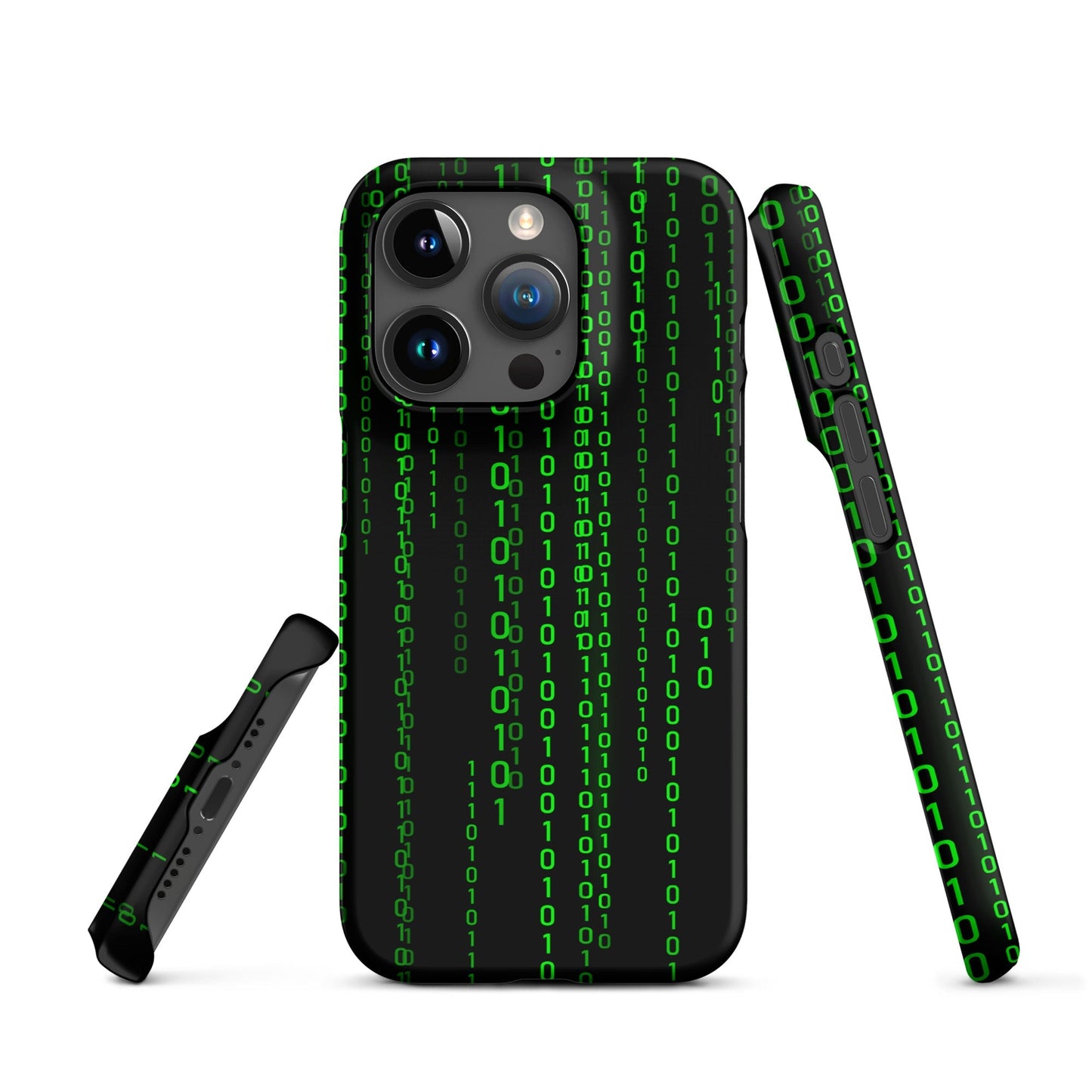 Image of the Matrix Falling Binary Snap Case for iPhone iPhone 15 Pro.