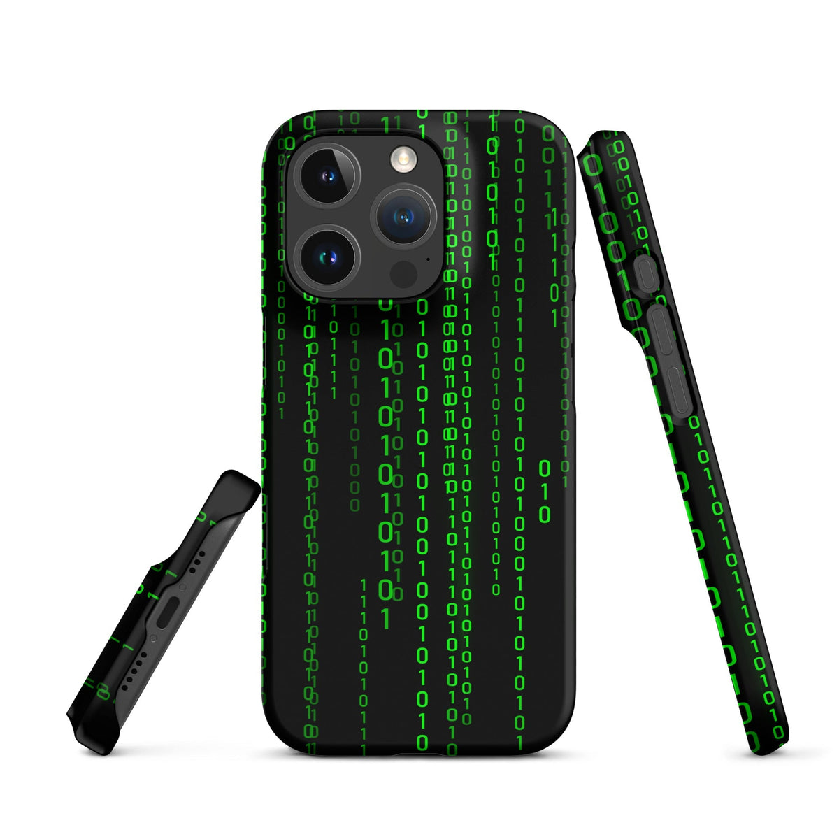 Image of the Matrix Falling Binary Snap Case for iPhone iPhone 16 Pro.