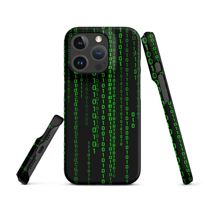 Image of the Matrix Falling Binary Snap Case for iPhone iPhone 16 Pro.