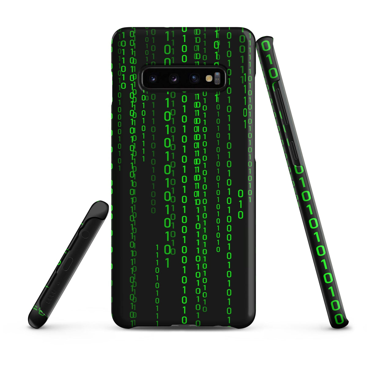 Image of the Matrix Falling Binary Snap Case for Samsung Samsung Galaxy S10 Plus.