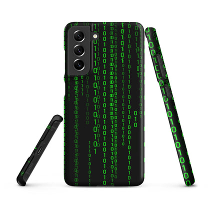 Image of the Matrix Falling Binary Snap Case for Samsung Samsung Galaxy S21 FE.