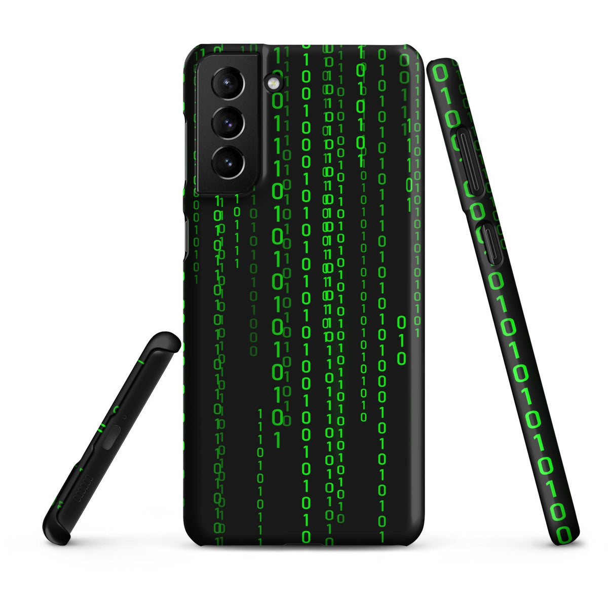 Image of the Matrix Falling Binary Snap Case for Samsung Samsung Galaxy S21 Plus.